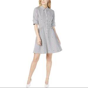 NWT Maison Jules Women's printed striped shirt dress hearts